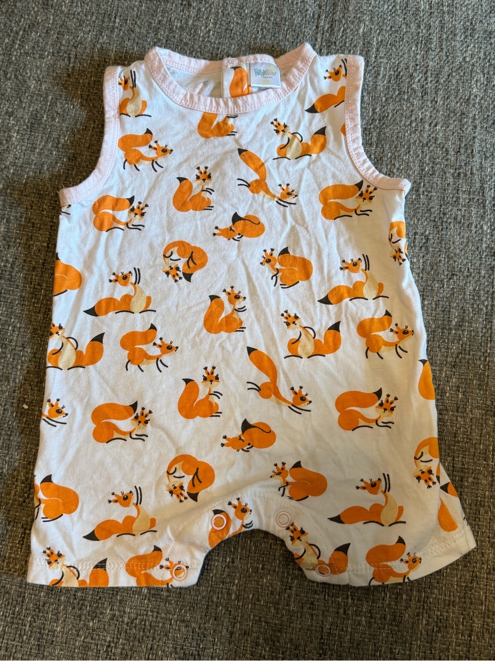 Peppy Mini Squirrel Fox Print Sleeveless Romper 3M